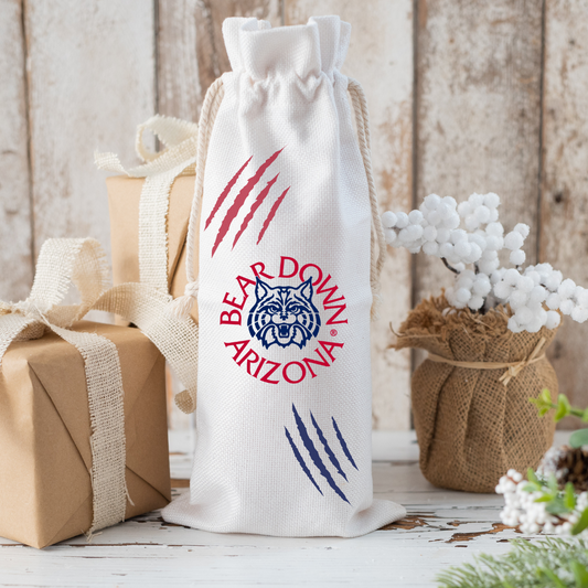 [U OF A - WILDCATS BEAR DOWN LOGO] Reusable Bottle Bag with Drawstrings