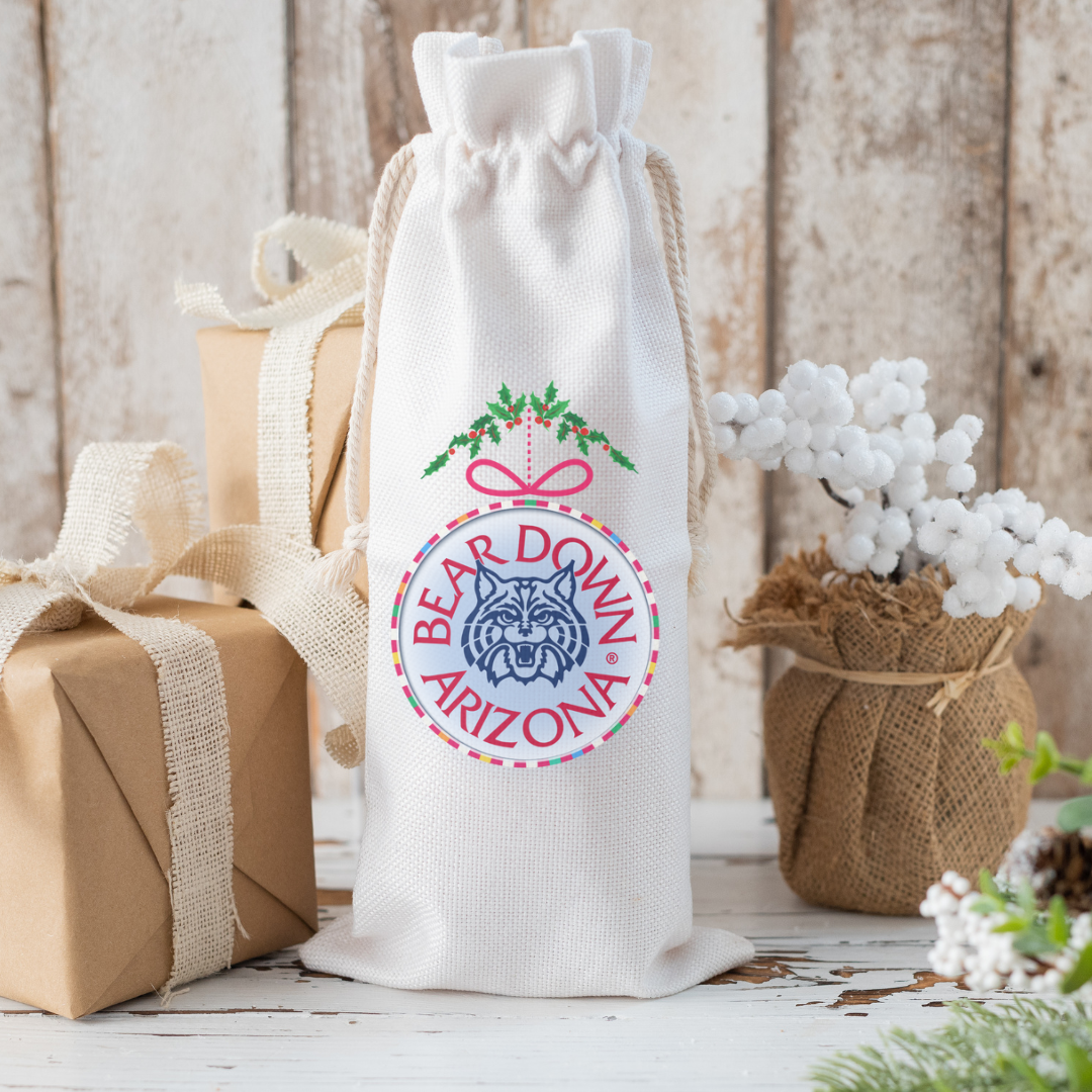 [U OF A - BEAR DOWN ARIZONA ORNAMENT] Reusable Bottle Bag with Drawstrings
