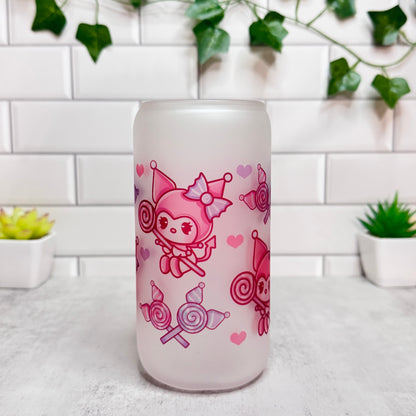 *NEW* 1 of 1 🍭Kawaii Lolli Pop🍭Frosted Glass Can Cup [16oz]