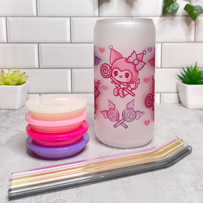 *NEW* 1 of 1 🍭Kawaii Lolli Pop🍭Frosted Glass Can Cup [16oz]