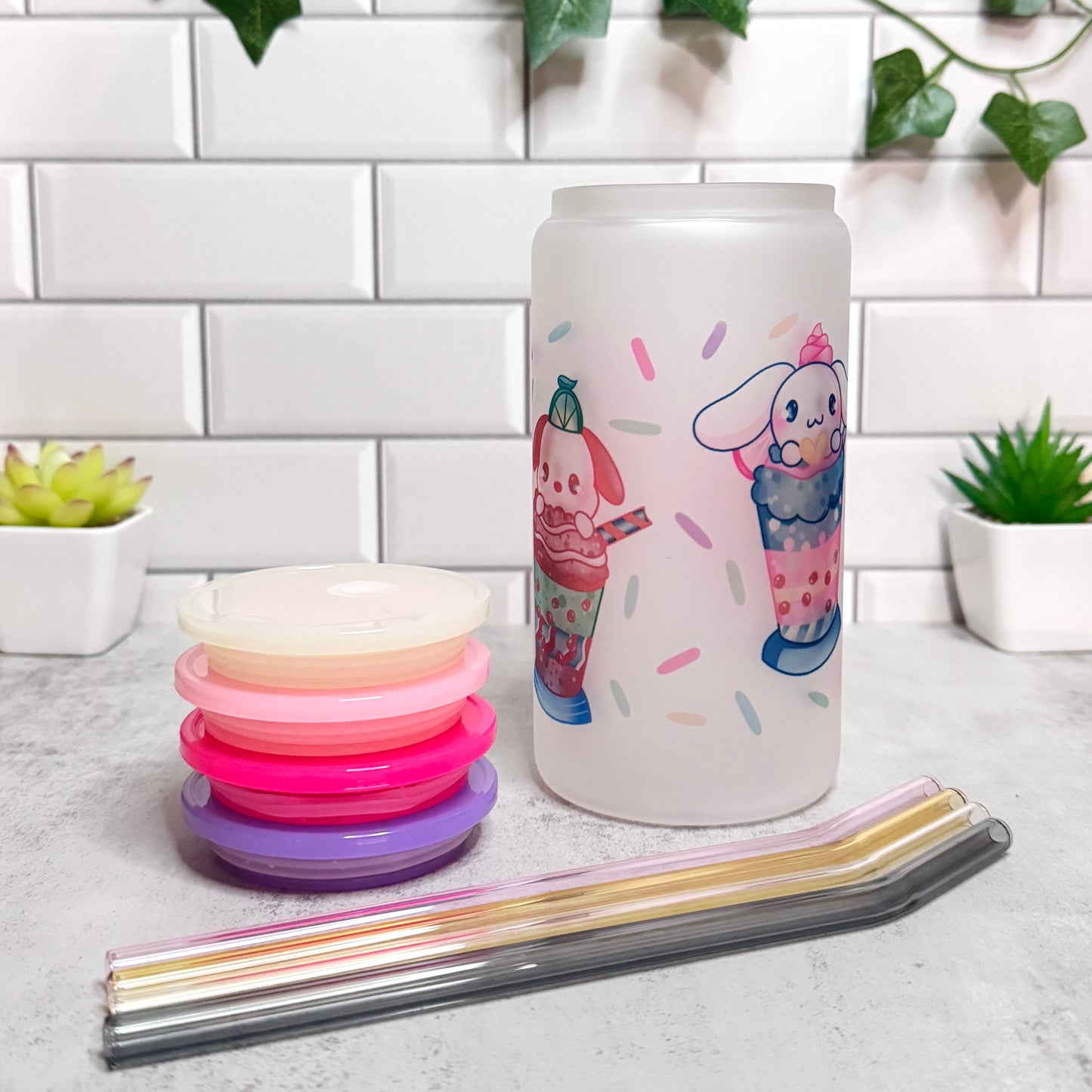 *NEW* 1 of 1 🍨Kawaii Crew Sundae🍨Frosted Glass Can Cup [16oz]