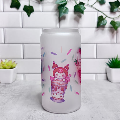 *NEW* 1 of 1 🍨Kawaii Crew Sundae🍨Frosted Glass Can Cup [16oz]