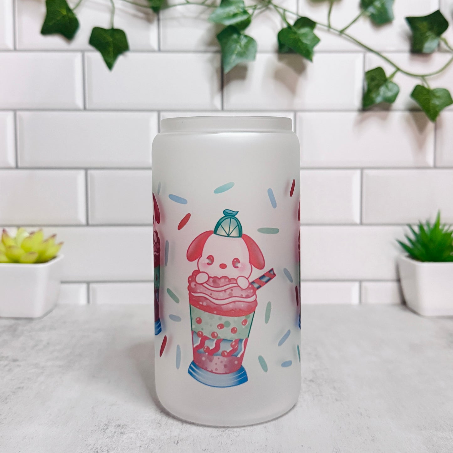 *NEW* 1 of 1 🍨Kawaii Crew Sundae🍨Frosted Glass Can Cup [16oz]